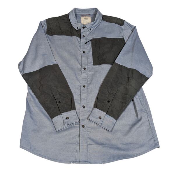Alps & Meters Merino Wool Cotton Utility Shirt Blue Gray XXL Outdoor Workwear - Picture 1 of 16